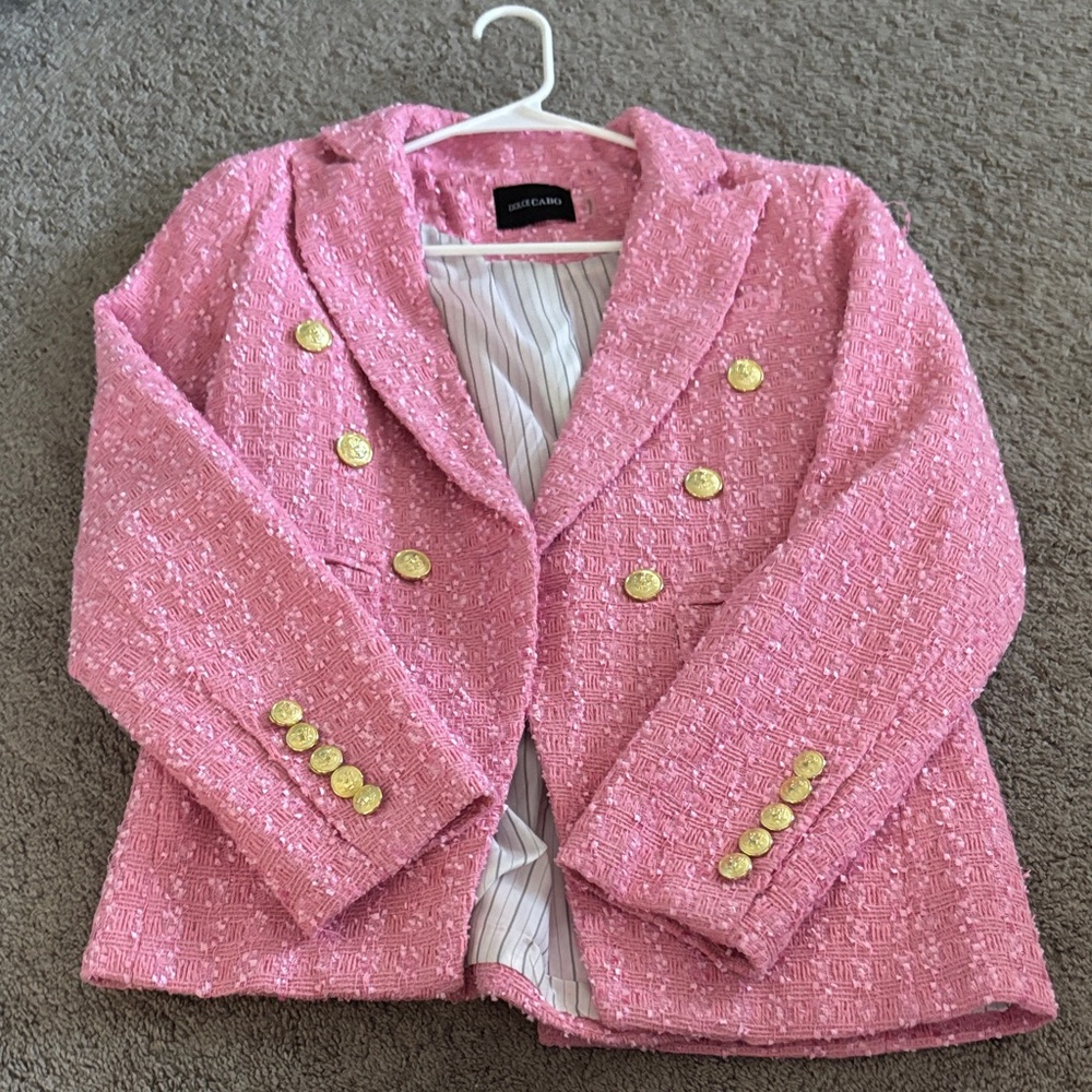 Dolce Cabo Pink Tweed Jacket with Subtle Sequins